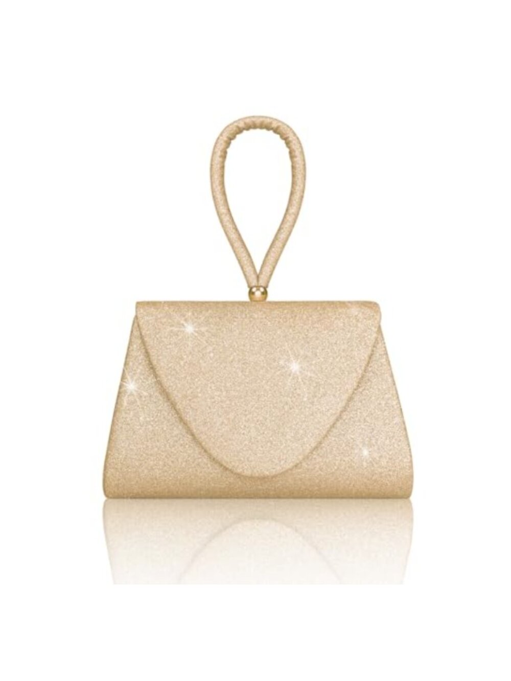 Womens Glitter Sequin Evening Clutch Top Handle Party Bag with Chain